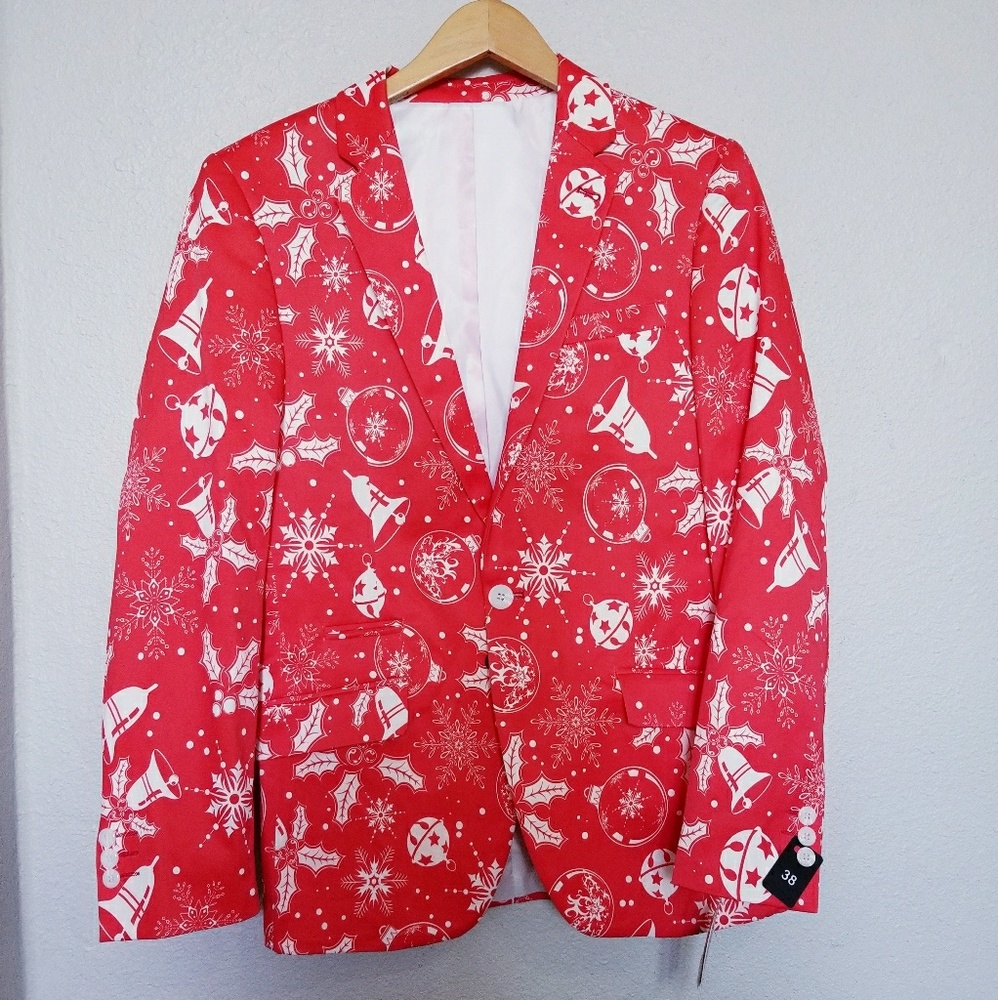 Suslo Couture Ugly Christmas Blazer Jacket Size S Red Festive